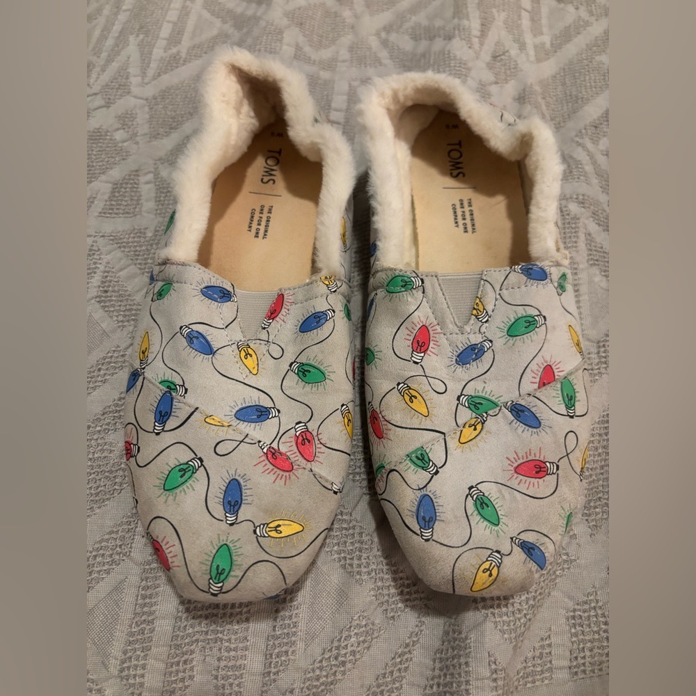 Toms Alpargata Holiday Canvas Slip On Shoes Women’s Size 9 Holiday Lights